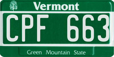 VT license plate CPF663