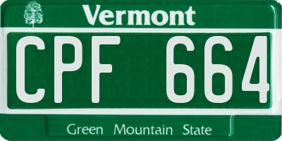 VT license plate CPF664