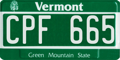 VT license plate CPF665