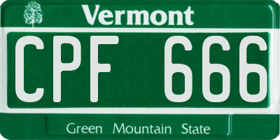 VT license plate CPF666