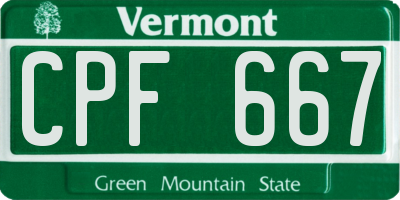 VT license plate CPF667