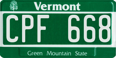 VT license plate CPF668
