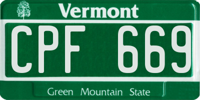 VT license plate CPF669