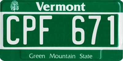 VT license plate CPF671