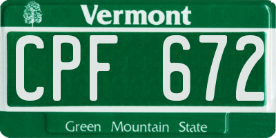 VT license plate CPF672