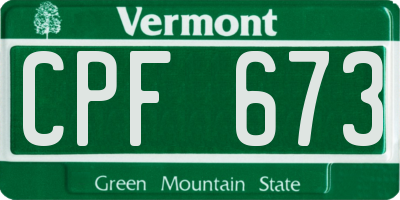VT license plate CPF673