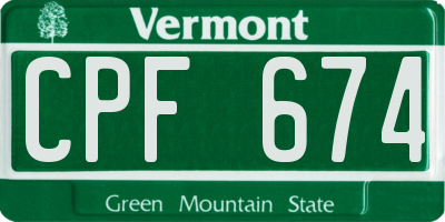 VT license plate CPF674