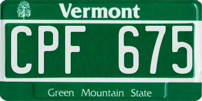 VT license plate CPF675