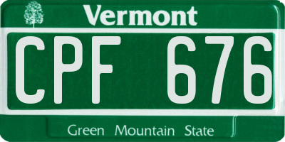 VT license plate CPF676