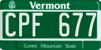 VT license plate CPF677