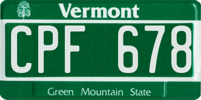 VT license plate CPF678