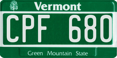 VT license plate CPF680