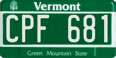 VT license plate CPF681