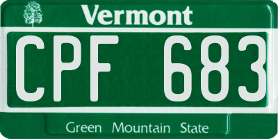 VT license plate CPF683