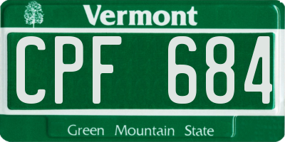 VT license plate CPF684