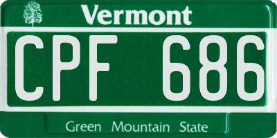 VT license plate CPF686