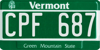 VT license plate CPF687
