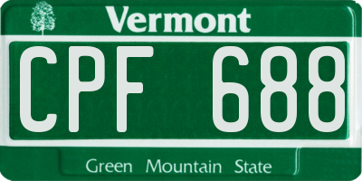 VT license plate CPF688