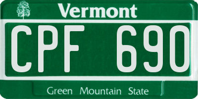 VT license plate CPF690