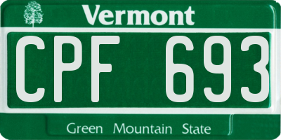 VT license plate CPF693