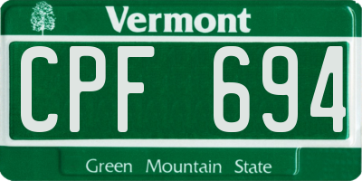 VT license plate CPF694