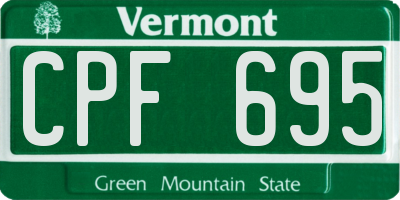 VT license plate CPF695