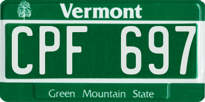VT license plate CPF697