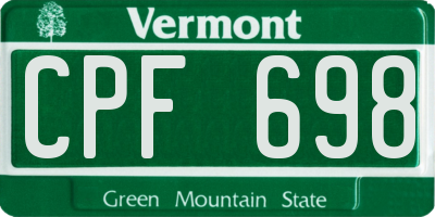 VT license plate CPF698