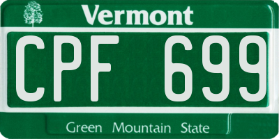 VT license plate CPF699
