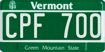 VT license plate CPF700