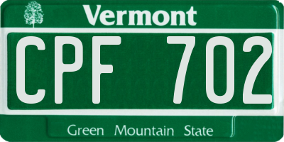 VT license plate CPF702