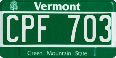 VT license plate CPF703
