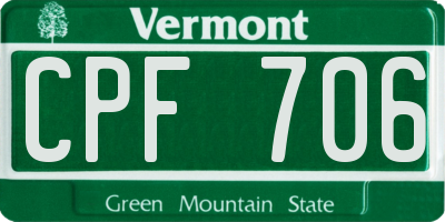 VT license plate CPF706