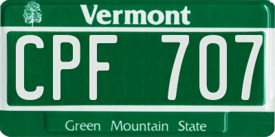 VT license plate CPF707
