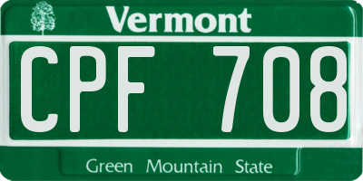 VT license plate CPF708
