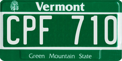 VT license plate CPF710