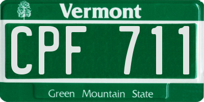 VT license plate CPF711