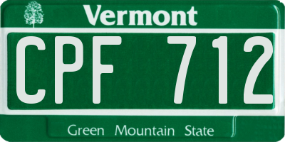VT license plate CPF712