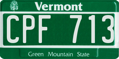 VT license plate CPF713