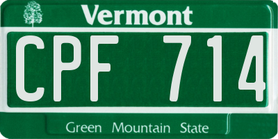 VT license plate CPF714