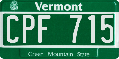 VT license plate CPF715