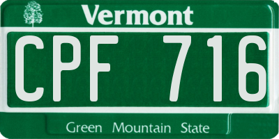 VT license plate CPF716