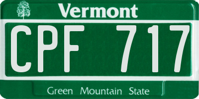 VT license plate CPF717