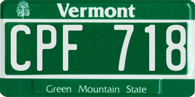 VT license plate CPF718