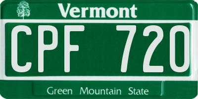 VT license plate CPF720