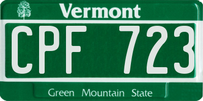 VT license plate CPF723