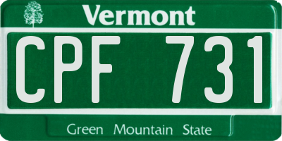 VT license plate CPF731