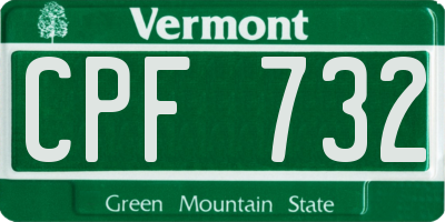 VT license plate CPF732