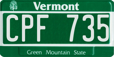 VT license plate CPF735