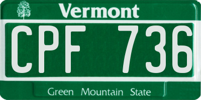 VT license plate CPF736